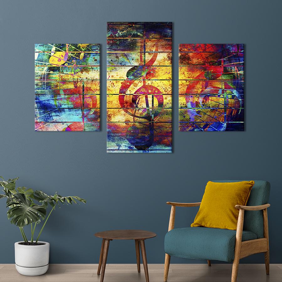 Картина для интерьера Абстрактный скрипичный ключ и ноты 141x90 см (510-32)