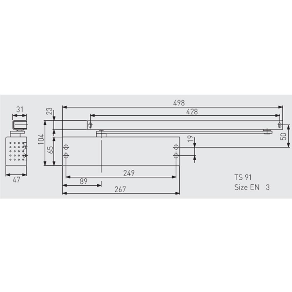 Доводчик дверной DORMA TS 91 EN 3 cо скользящей тягой с фиксацией Silver - фото 3