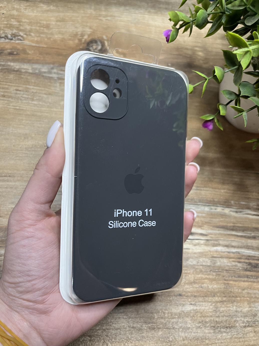 Чехол накладка на iPhone (Айфон) 11 квадратные борта silicone case full camera Apple