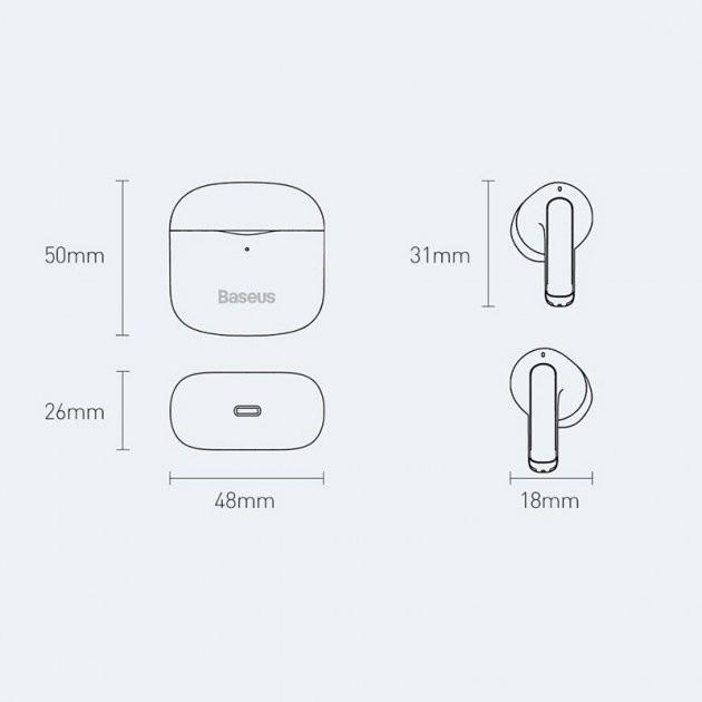 Наушники Baseus True Wireless Earphones Bowie E3 IP64 BT5.0 35/300mAh 5H Location OTA Bluetooth беспроводные Black (NGTW080001) - фото 7