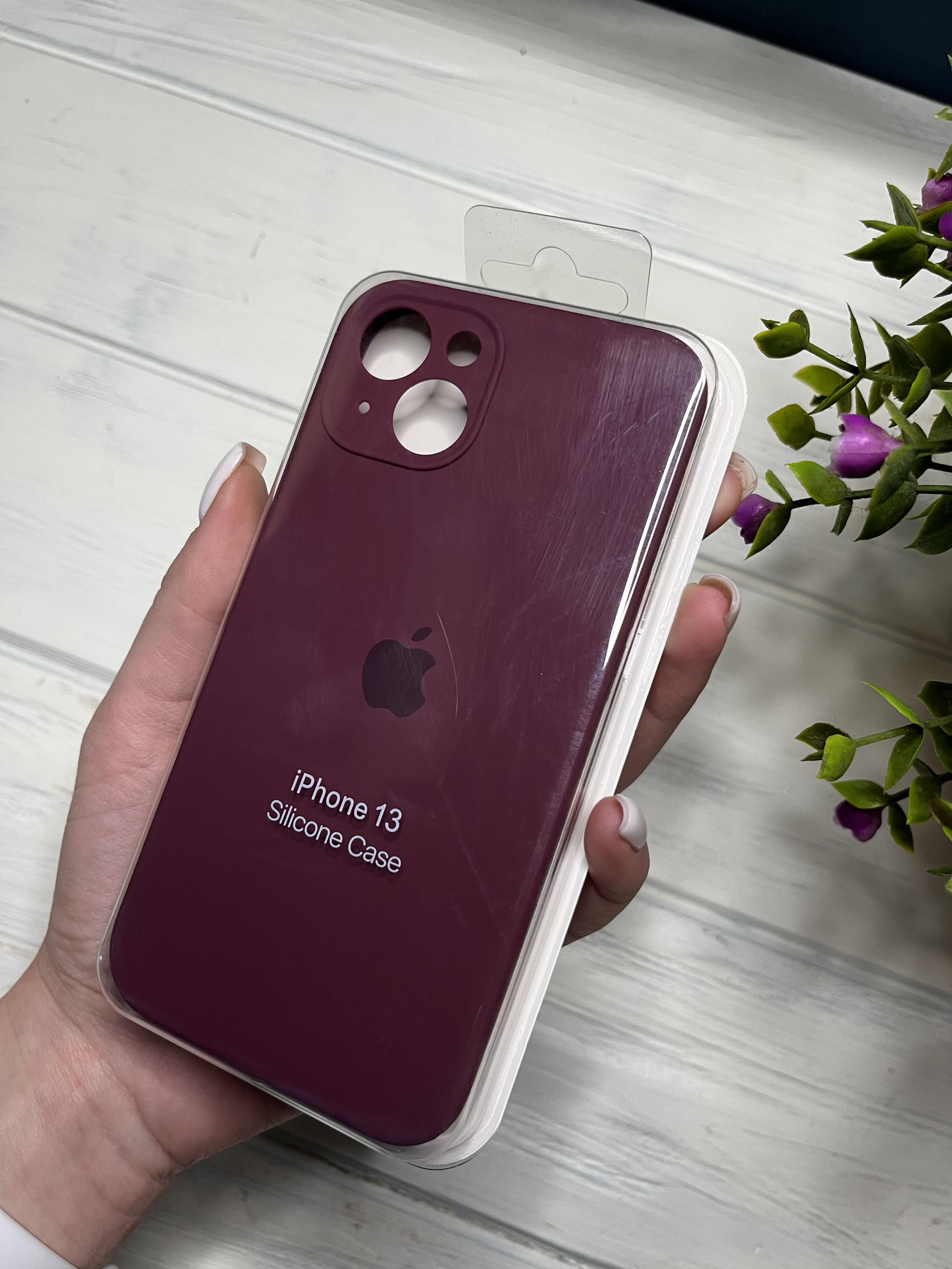 Чехол накладка на iPhone (Айфон) 13 закрытый низ и закрытая камера silicone case full camera Apple - фото 1