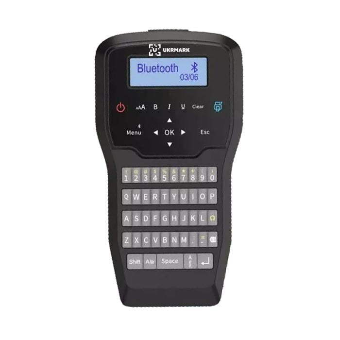 Принтер етикеток портативний термотрансферний UKRMARK E2800 Bluetooth сумісний з картриджами Dymo типу D1 шириною 6-12 мм