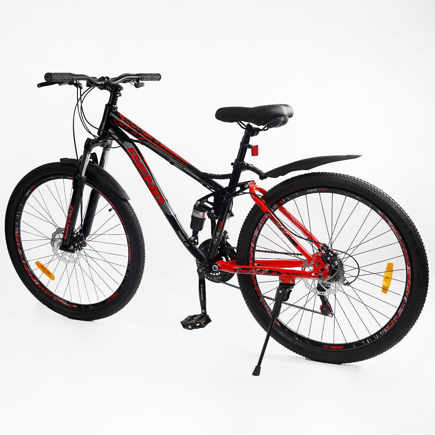 Велосипед горный двухподвесный Corso Rend 27,5" рама 15" Черно-красный - фото 3 Велосипед горный двухподвесный Corso Rend 27,5" рама 15" Черно-красный - фото 3
