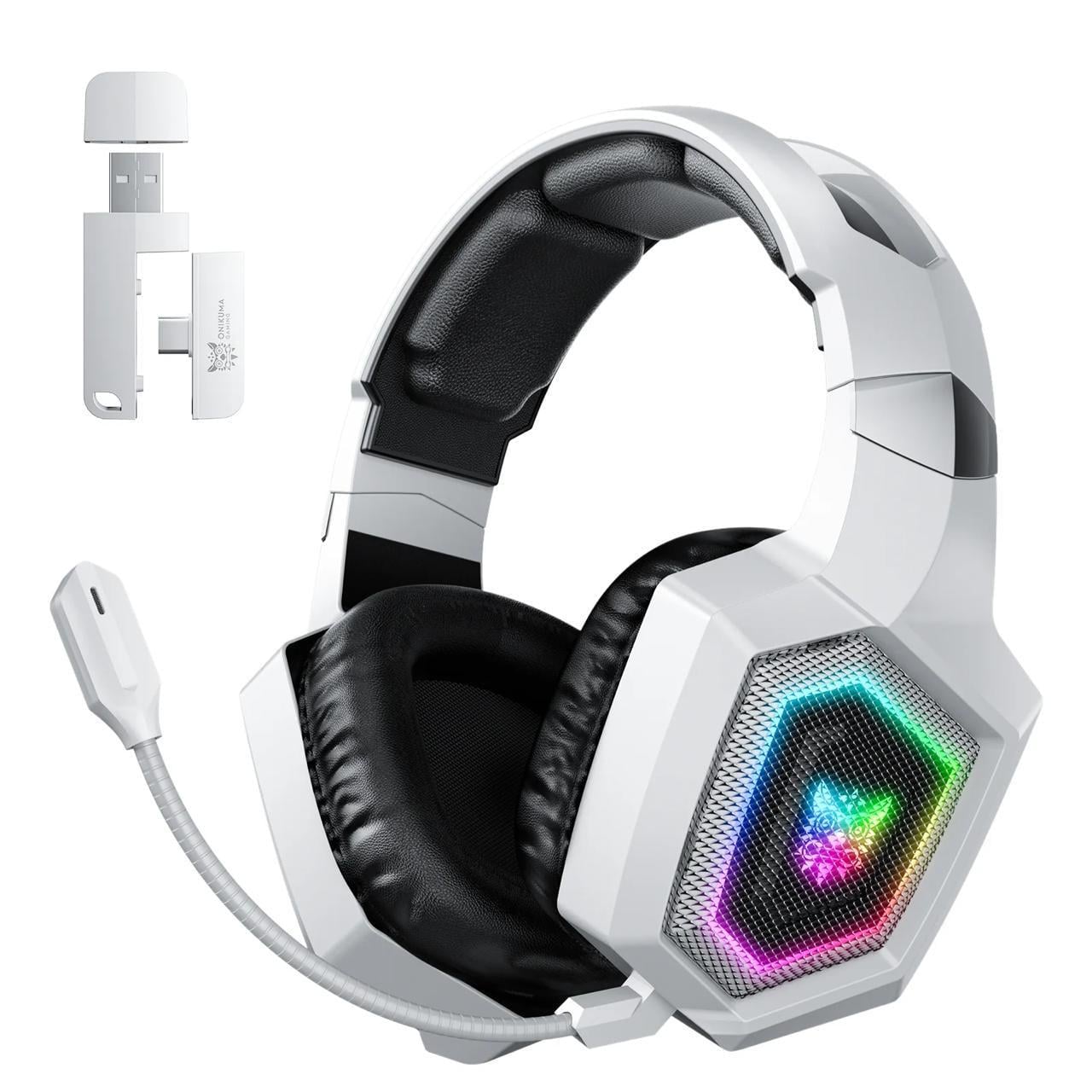 Гарнитура игровая беспроводная Onikuma GT-76 с микрофоном и RGB подсветкой Белый (4783774)