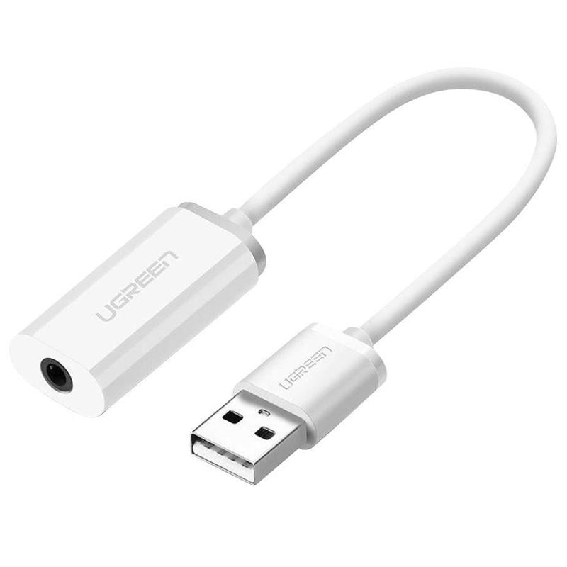 Звуковая карта Ugreen US206 USB to AUX 3,5mm TRRS Mic Ear ALC4042 White (30712)