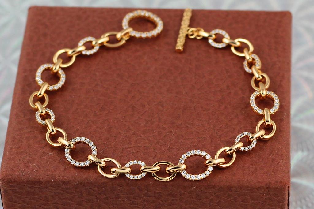 Браслет Xuping Jewelry Кільця з камінчиками 20 см 9 мм Золотистий (1674753194)
