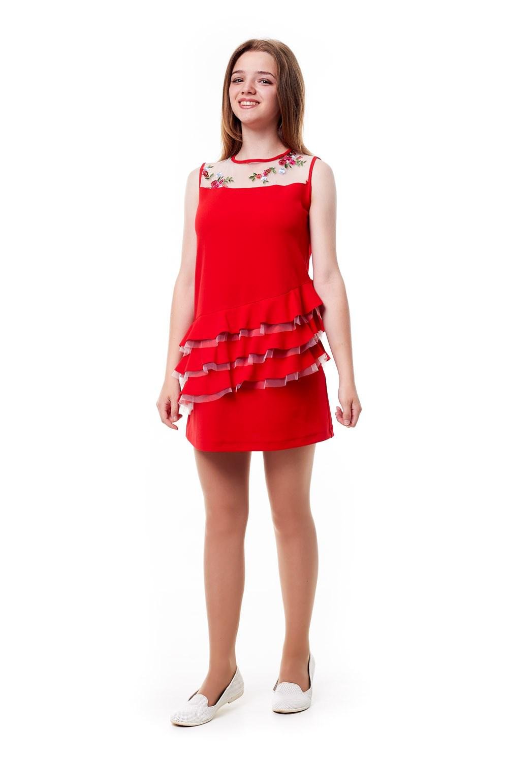 Платье праздничное на девочку подростка Diва 158 см Красный (21022)