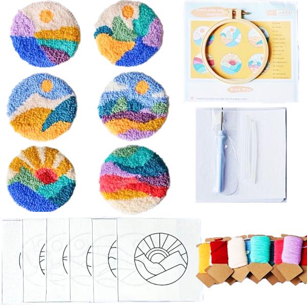 Набор для игольчатого валяния Пейзажи заготовок 6 шт./нить/пяльце и игла (29078351)