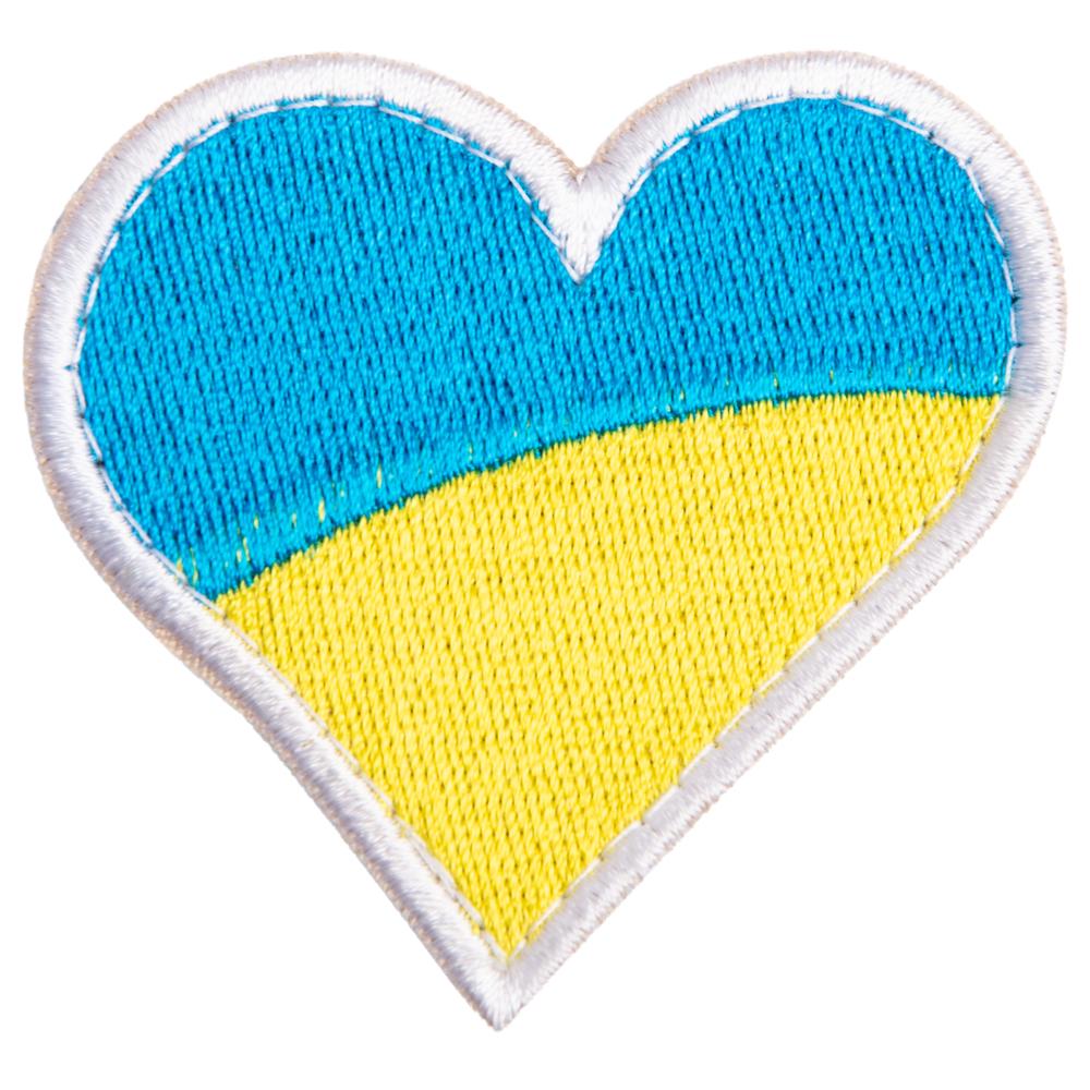 Шеврон на липучці Серце Прапор України 6х6,5 см (22540)