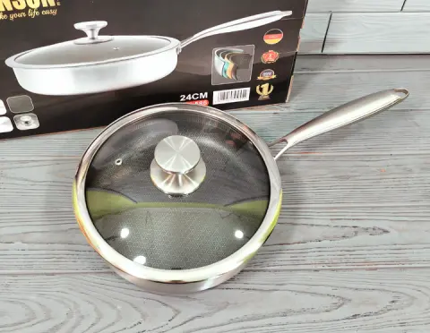 Cковорода глибока Benson із нержавіючої сталі 24 см (BN-586) - фото 3 Cковорода глибока Benson із нержавіючої сталі 24 см (BN-586) - фото 3