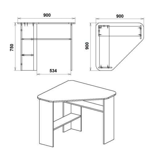 Стол письменный Компанит Ученик - 2 угловой с ДСП для школьников 90x75x38 см Нимфея Альба - фото 2