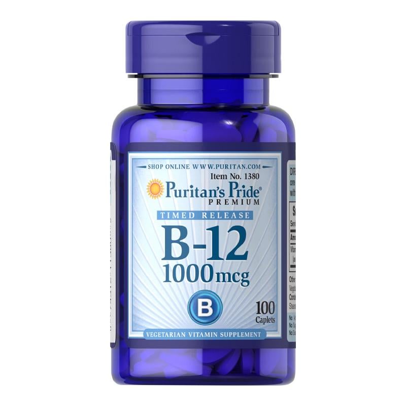 Вітамін В12 ціанокобаламін Puritan's Pride Vitamin B-12 1000 mcg 100 каплет (08963-01) - фото 1