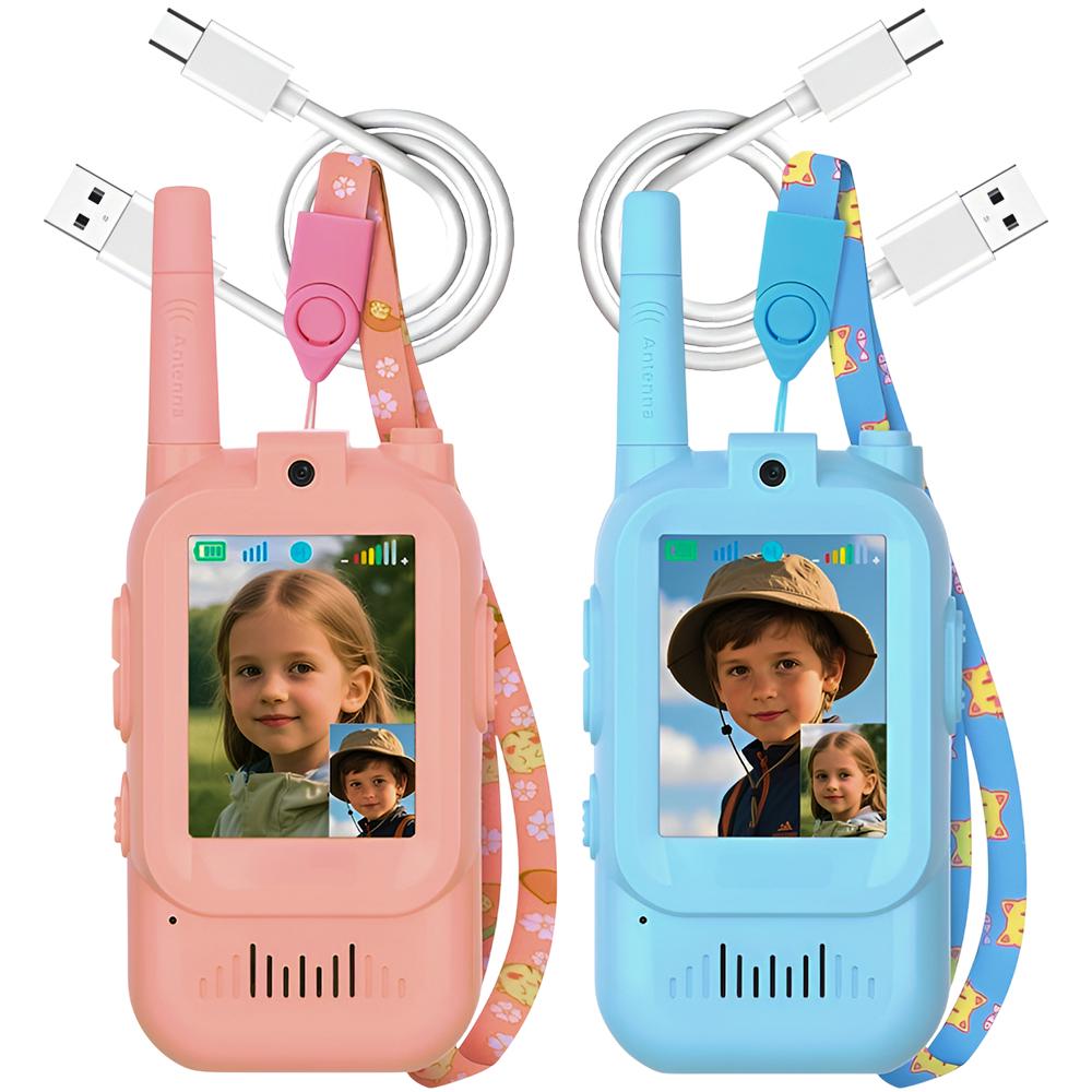 Рации детские Walkie Talkie Video wi fi с видеозвонком до 300 м игровой набор для детей 2 шт. Голубой/Розовый (02a521ed)