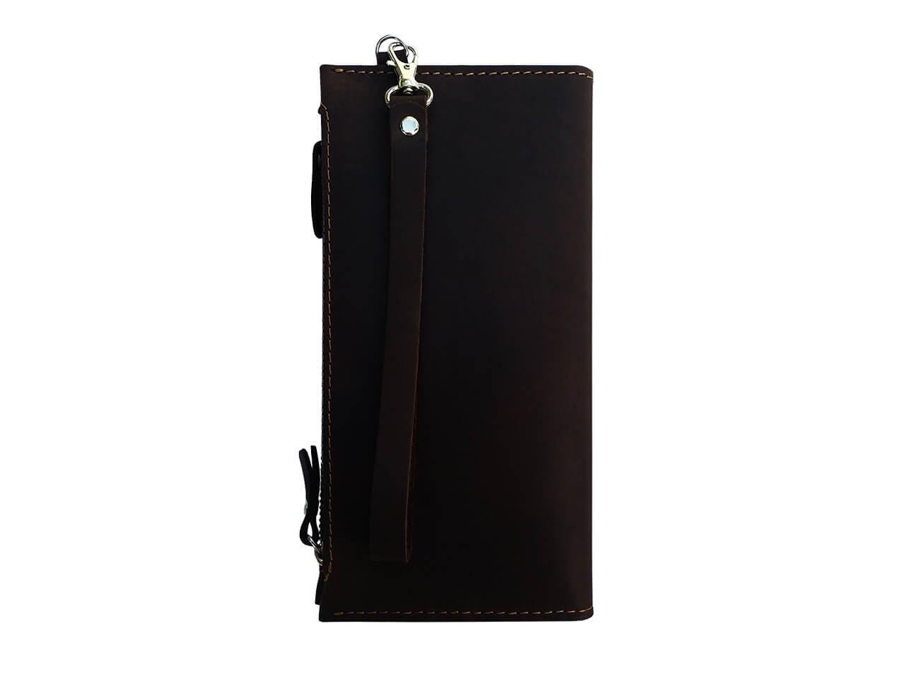 Гаманець шкіряний KV2-35 з ручкою-ремінцем Темно-коричневий (710)