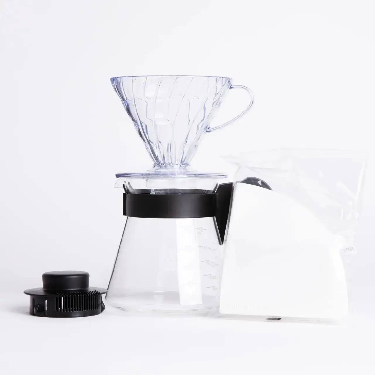 Набір для приготування кави Hario V60 Craft графин 600 мл + пуровер 02 + мірна ложка + 40 фільтрів (VCND-02B-EX) - фото 2 Набір для приготування кави Hario V60 Craft графин 600 мл + пуровер 02 + мірна ложка + 40 фільтрів (VCND-02B-EX) - фото 2