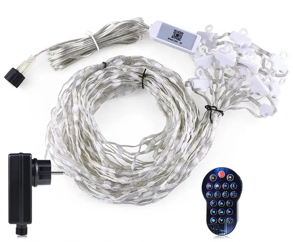 Гирлянда-смарт штора от USB 3x2 м 400 LED с пультом Разноцветный (234583718)