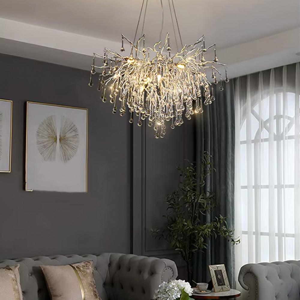 Люстра зі скляними підвісами Ø 60 см Хром (Y69/D600 CH)