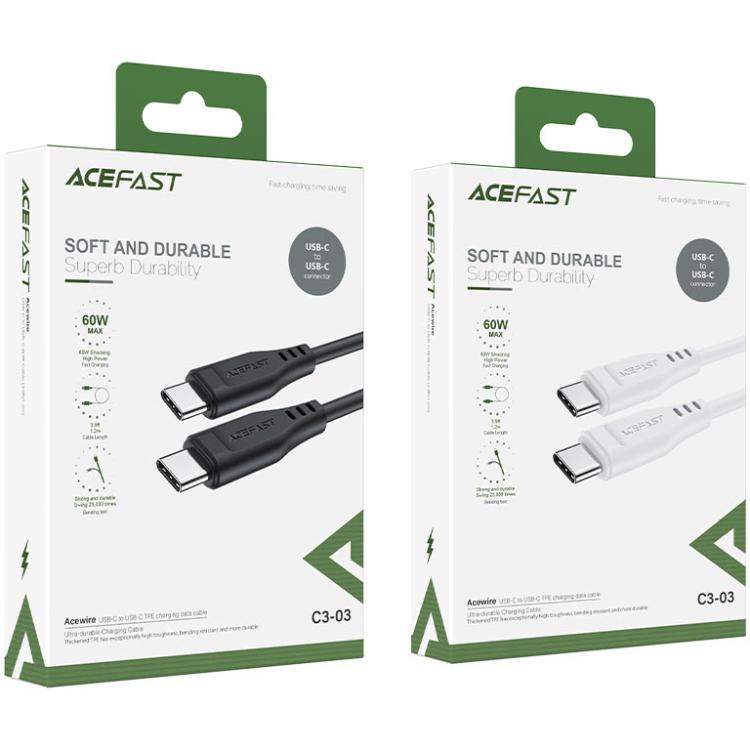 Кабель Acefast C3-03 USB 2.0 Type-C to Type-C 3A TPE 1,2 м Black (6974316280842) - фото 3 Кабель Acefast C3-03 USB 2.0 Type-C to Type-C 3A TPE 1,2 м Black (6974316280842) - фото 3