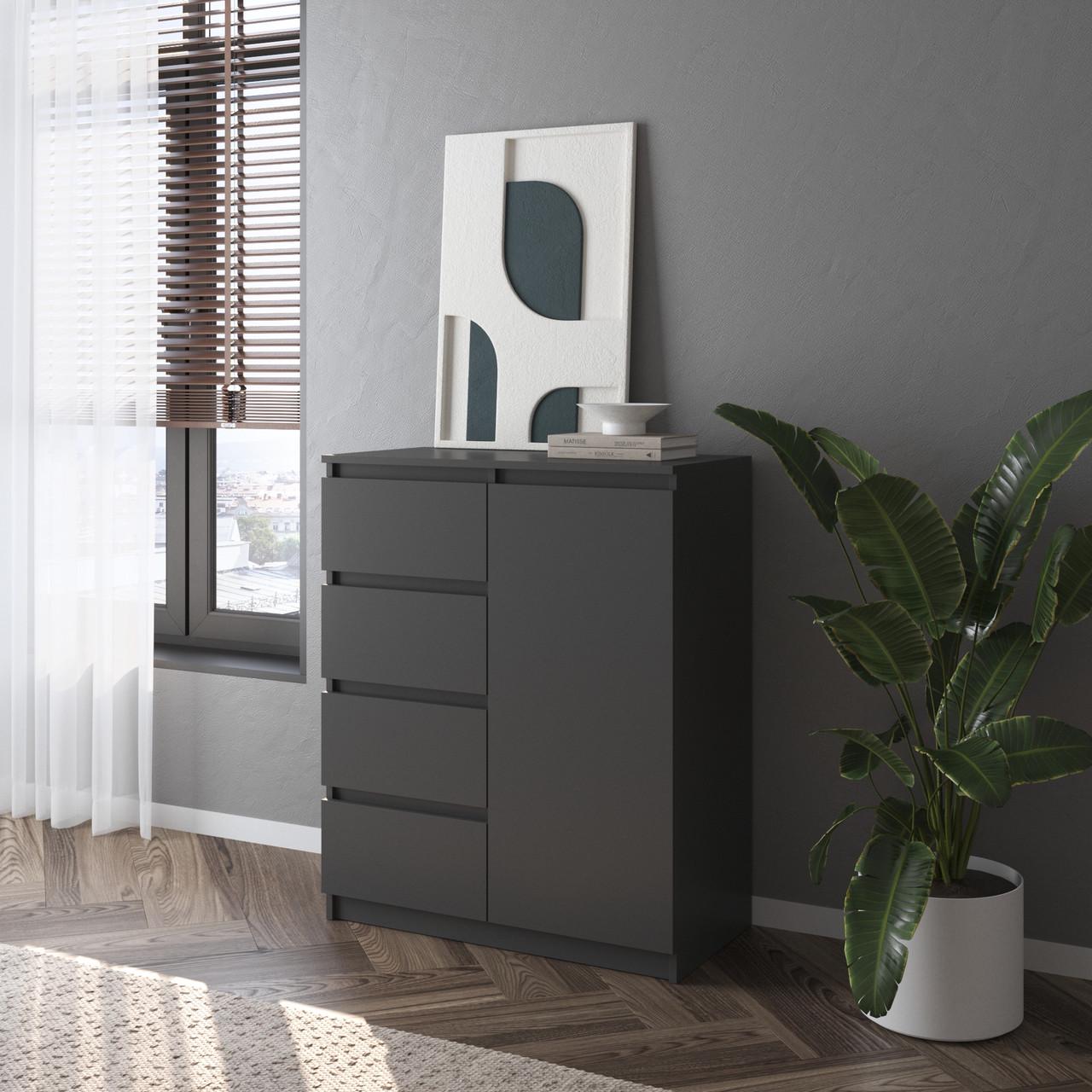 Комод з шухлядами та полицями Вайс R-32 80х40х98 см Антрацит (30274250) - фото 1 Комод з шухлядами та полицями Вайс R-32 80х40х98 см Антрацит (30274250) - фото 1