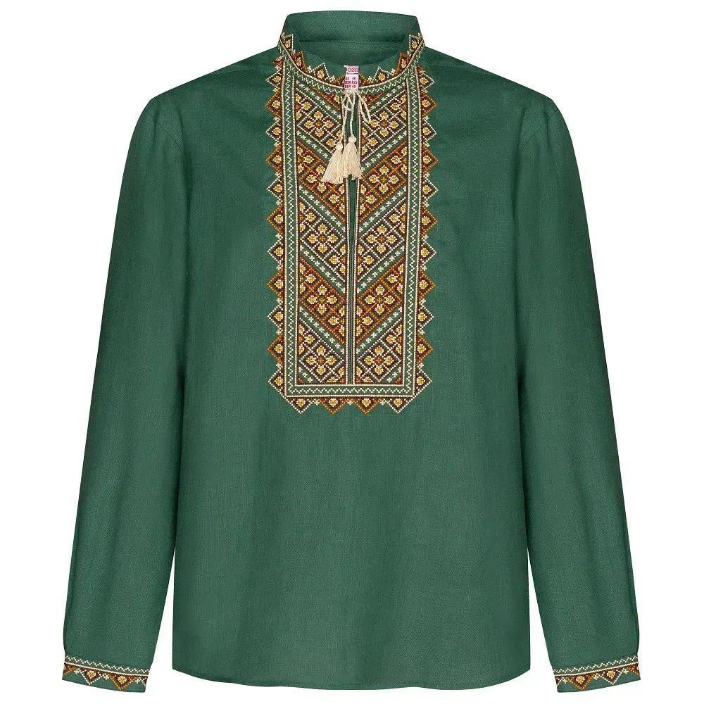 Вышиванка мужская р. 46 Зеленый (520) - фото 2 Вышиванка мужская р. 46 Зеленый (520) - фото 2