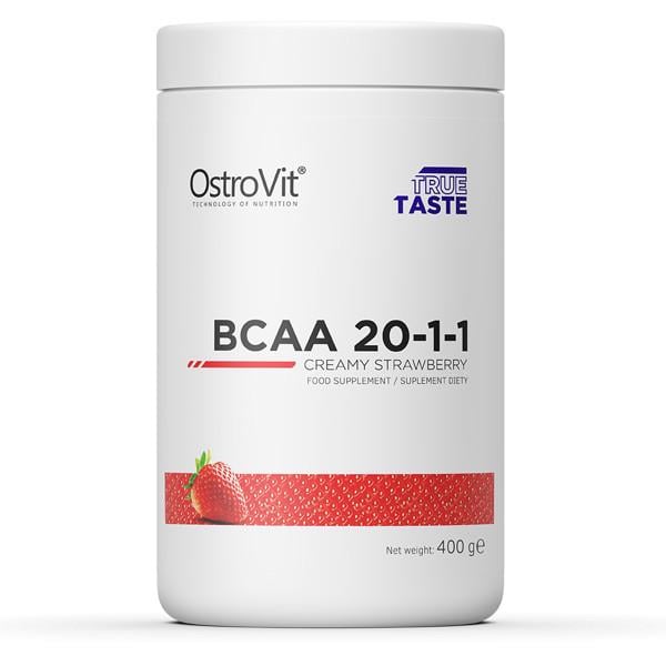 Аминокислота BCAA для спорта OstroVit BCAA 20-1-1 400 g /38 servings/ Creamy Strawberry