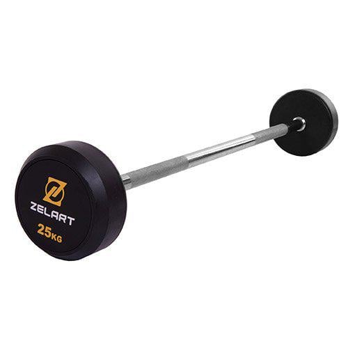 Штанга фиксированная прямая Rubber Coated Barbell Zelart TA-2685 25 кг Черный (58363066) - фото 1