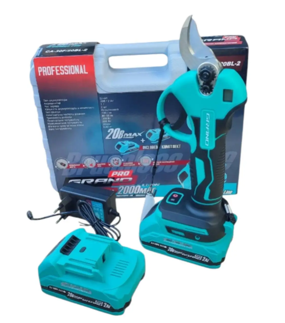 Секатор акумуляторний Grand СА-30F/20BL-2 20В 2 Ah 2 акумулятори/кейс (GRCA30F/20BL-2)
