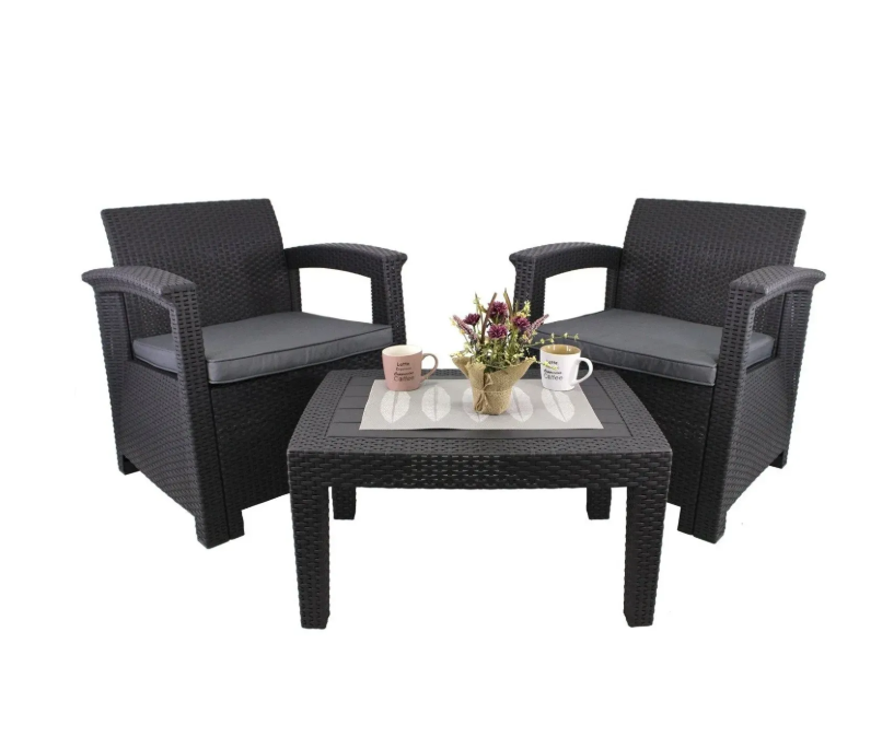 Комплект садових меблів Garden Line BERNY стіл/крісло 2 шт. Чорний (ZUM0852)