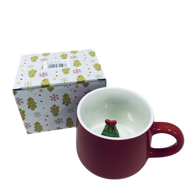 Чашка новогодняя Olens 102-1023 Сюрприз Елка керамическая 350 мл Красный (2785750154)