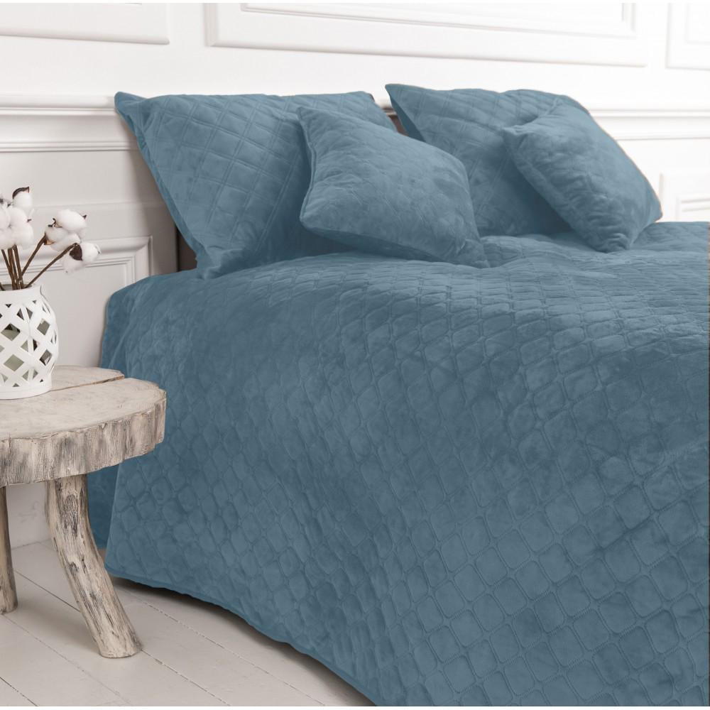 Покривало двоспальне ТЕП Velour Ромб 4-00516-22873 180х240 см Синій (6-1-4505884) Покривало двоспальне ТЕП Velour Ромб 4-00516-22873 180х240 см Синій (6-1-4505884)
