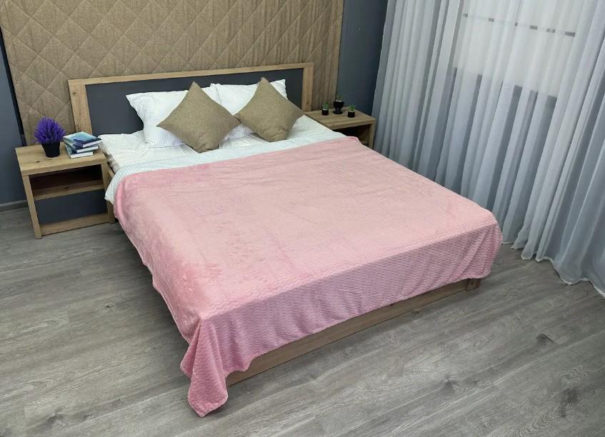 Покривало на диван/ліжко Зигзаг рельєфний 155х200 см Рожевий (87-095) - фото 1