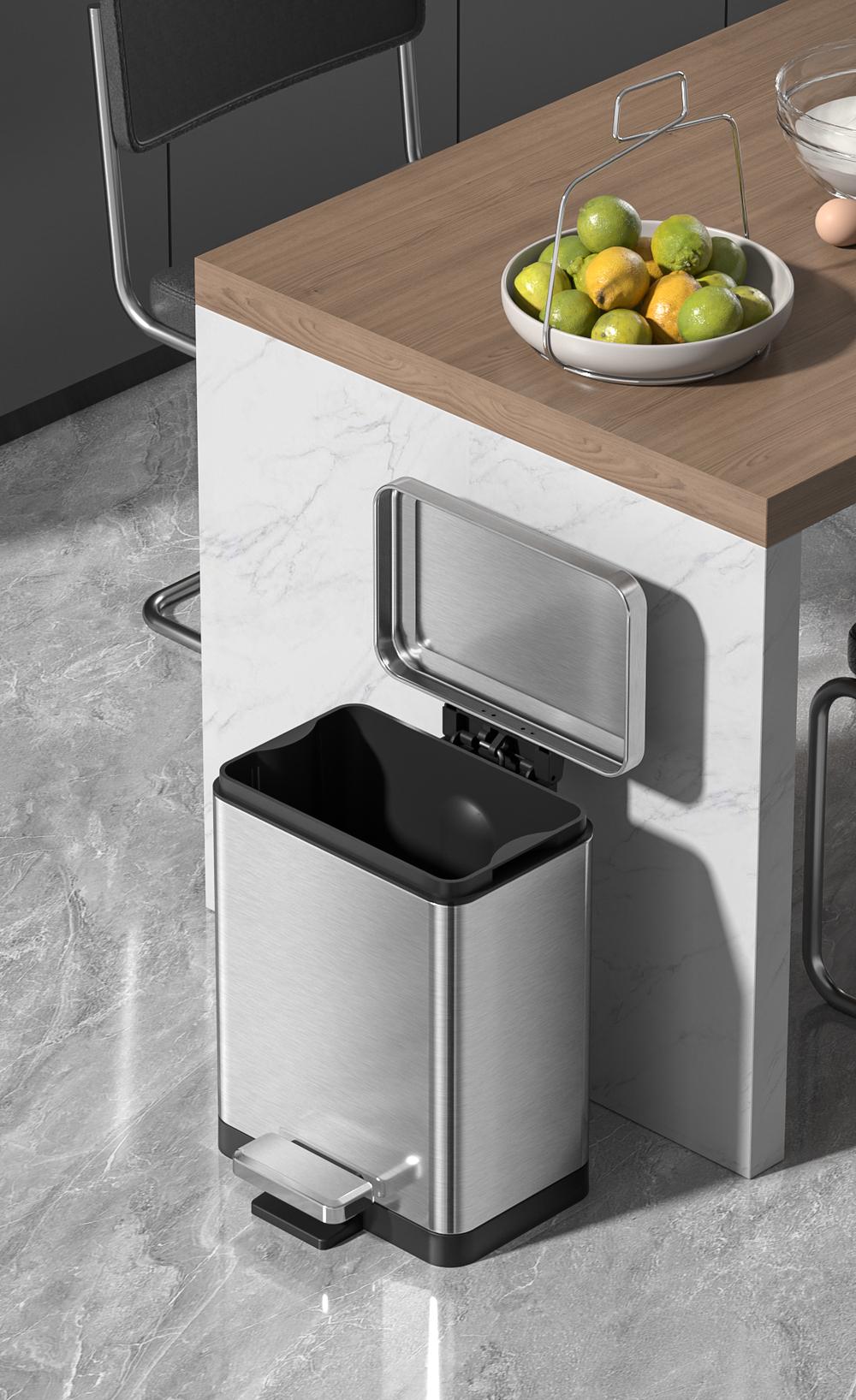 Ведро для мусора KOER TC-010315-02 15 л с плавным закрытием прямоугольное нержавеющая сталь (KR5603) - фото 9 Ведро для мусора KOER TC-010315-02 15 л с плавным закрытием прямоугольное нержавеющая сталь (KR5603) - фото 9