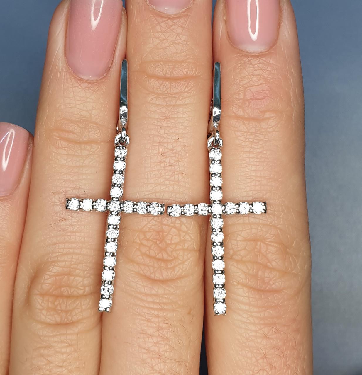 Серьги серебряные с кубическим цирконием Кресты 4 г (1385412762)