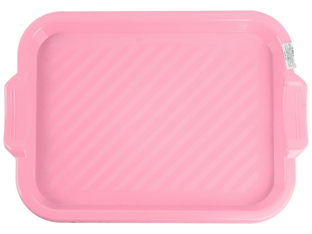 Поднос прямоугольный с ручками Консенсус 42х32х3 см Розовый (MCS-11980-7)