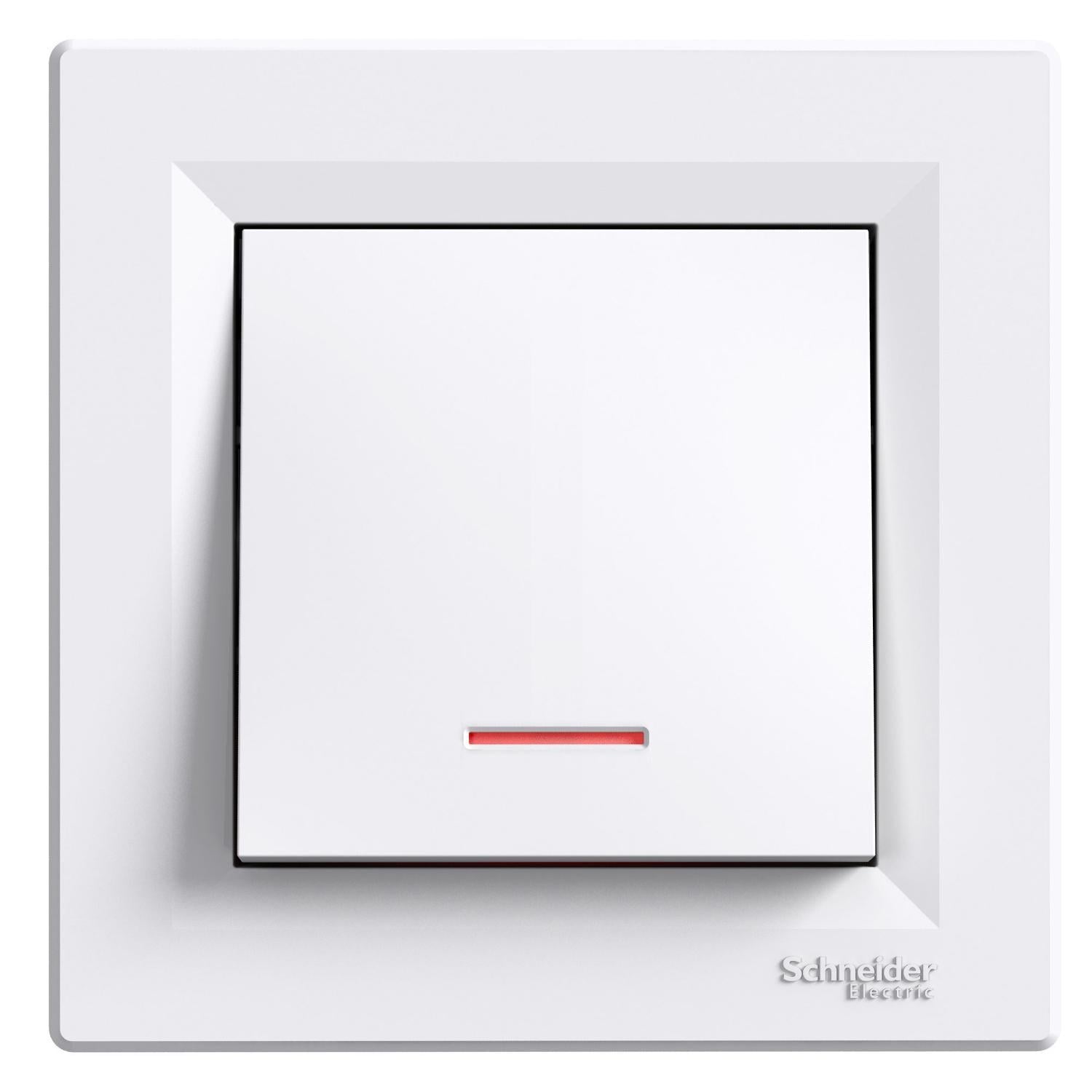 Переключатель одноклавишный Schneider Electric Asfora с подсветкой Белый (EPH1500121) Переключатель одноклавишный Schneider Electric Asfora с подсветкой Белый (EPH1500121)