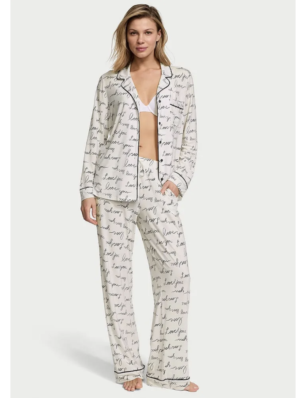 Піжама жіноча Victoria's Secret Modal Long Pajama Set S Білий (27040030)