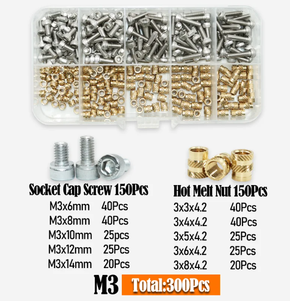 Комплект термовставки та гвинти DIN912 для 3D моделювання Spec М3 мм 300 шт. (SP-16803300) - фото 2 Комплект термовставки та гвинти DIN912 для 3D моделювання Spec М3 мм 300 шт. (SP-16803300) - фото 2