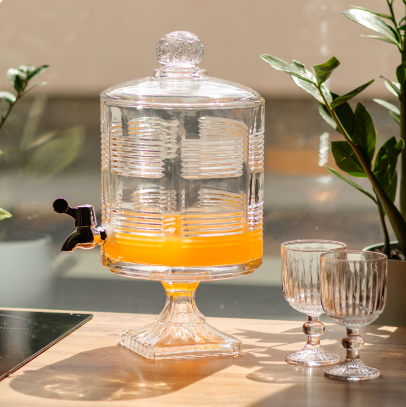 Лимонадниця скляна Style на квадратній ніжці 4,5 л Прозорий - фото 7