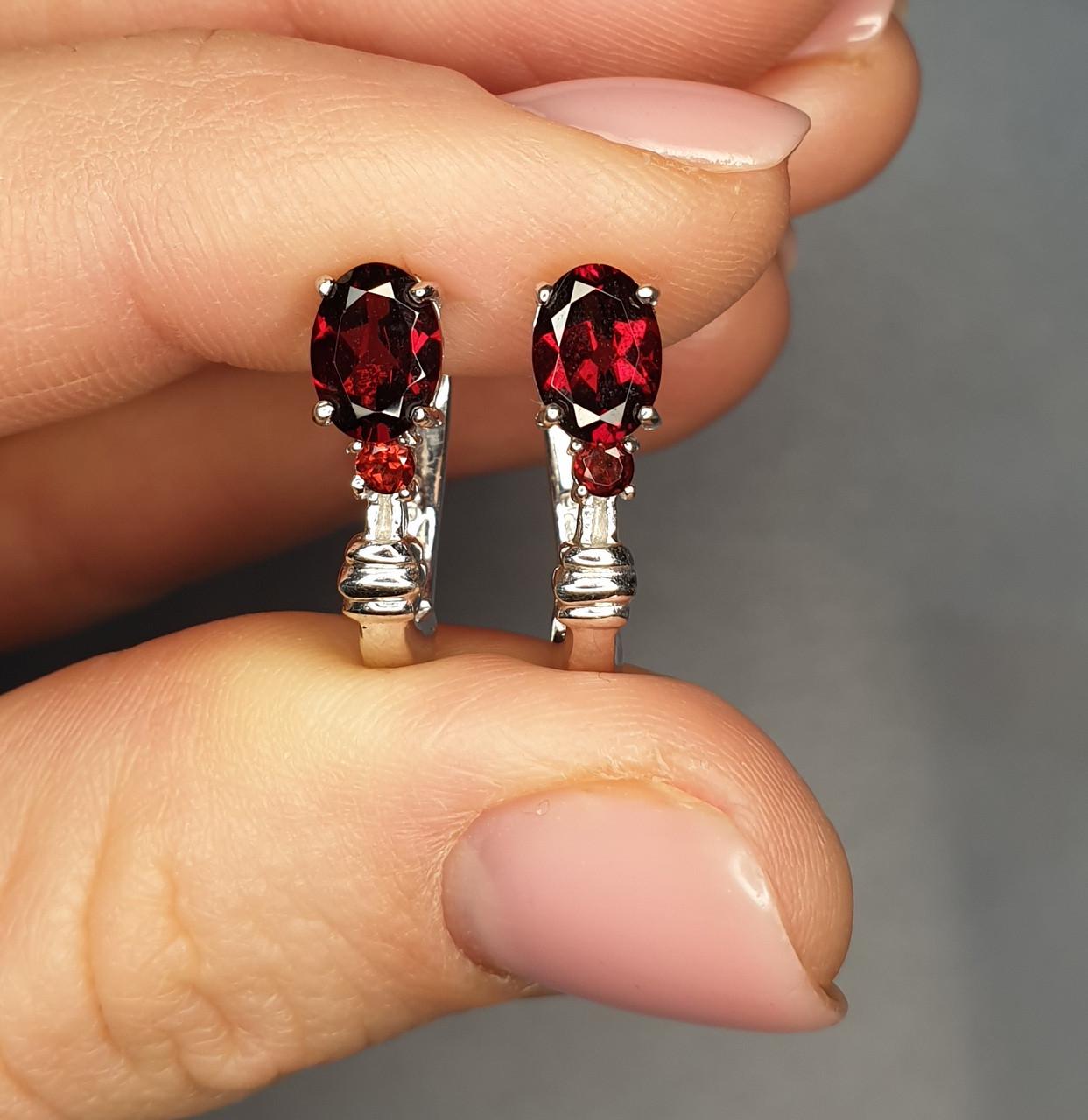 Серьги серебряные с гранатом 3,64 г (1356942099)