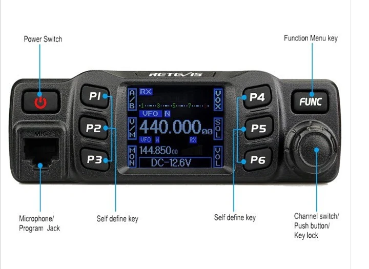 Радиостанция автомобильная RETEVIS 2 диапазона VHF:144-146/UHF:430-440 MHz/25 W+ программатор и антенна (RT95) - фото 4
