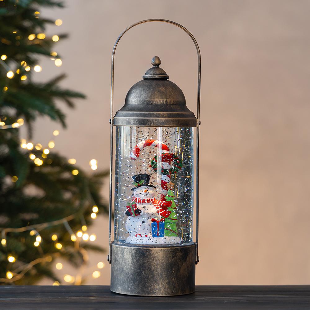 Новогодний фонарь с подсветкой и музыкой Снеговик 29 см (9240-002)