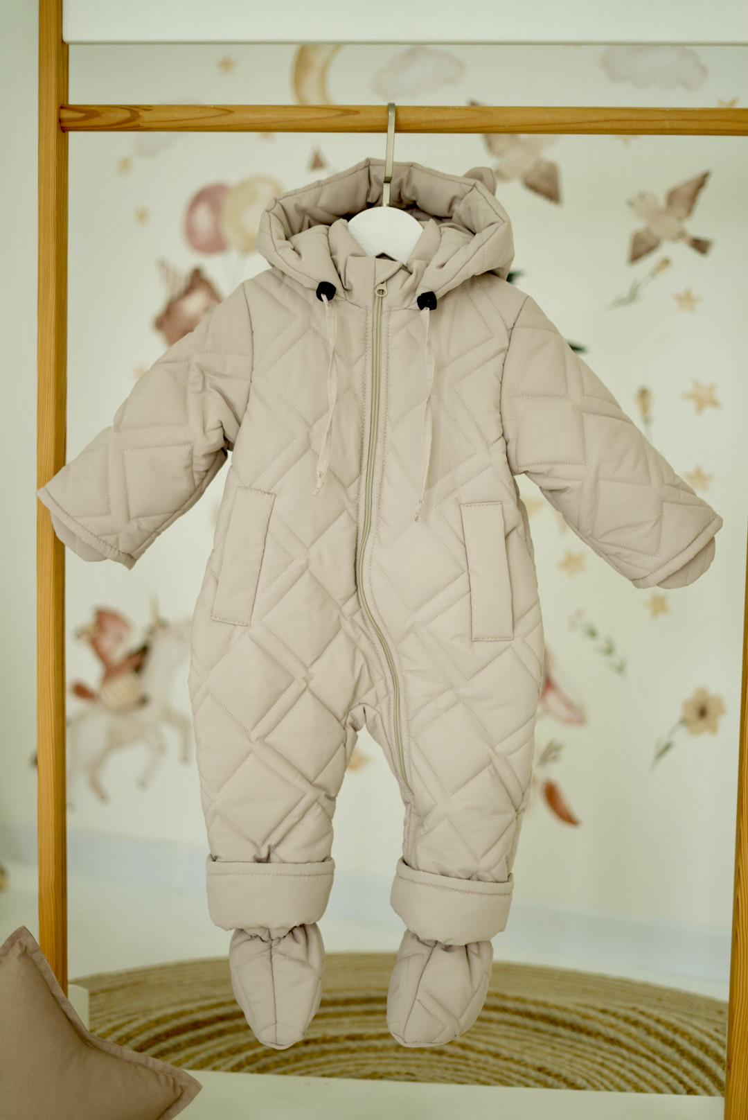 Комбінезон дитячий зимовий суцільний стьобаний 68 см Бежевий (973)