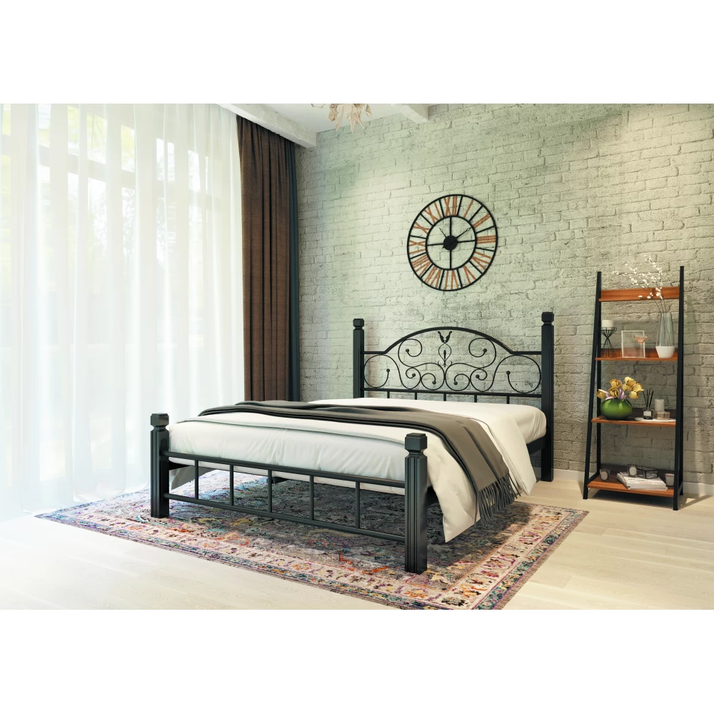 Ліжко металеве Анжеліка Метал на дерев'яних ногах 140х200 см