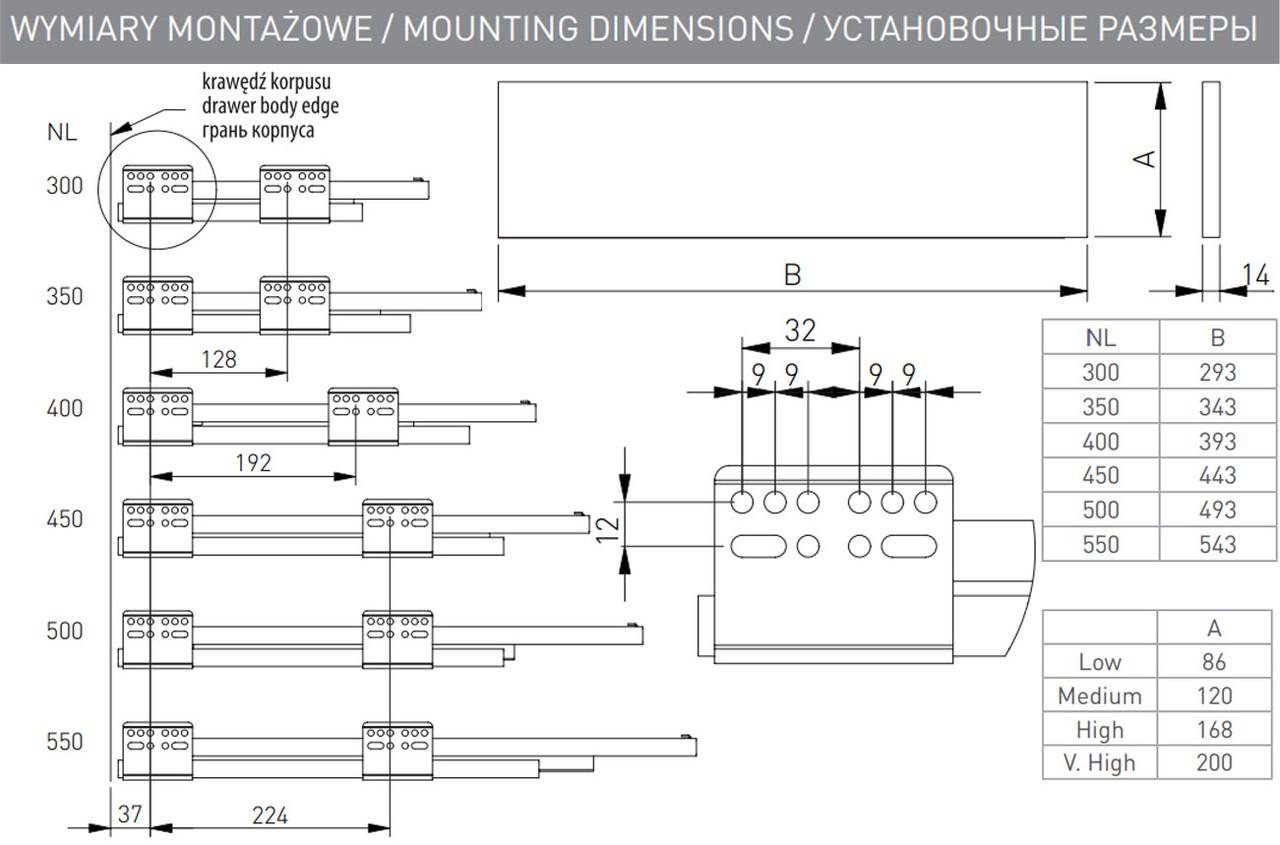 Висувна шухляда Axis Pro средній-B L 350 мм H 120 мм Графіт (PB-AXISPRO-KPL350B) - фото 5
