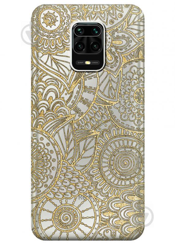 Прозрачный силиконовый чехол iSwag для Xiaomi Redmi Note 9S с рисунком - Золотая мандала (M1654)
