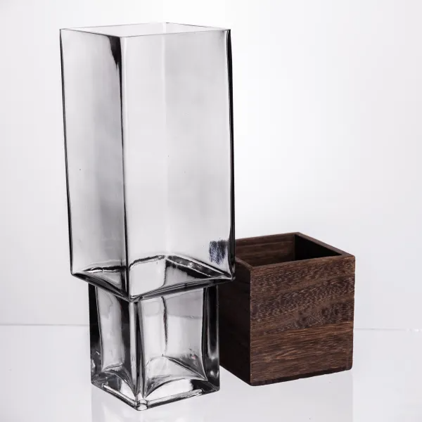 Ваза для цветов и декора Smart Wood с подставкой деревянной 2 л - фото 3