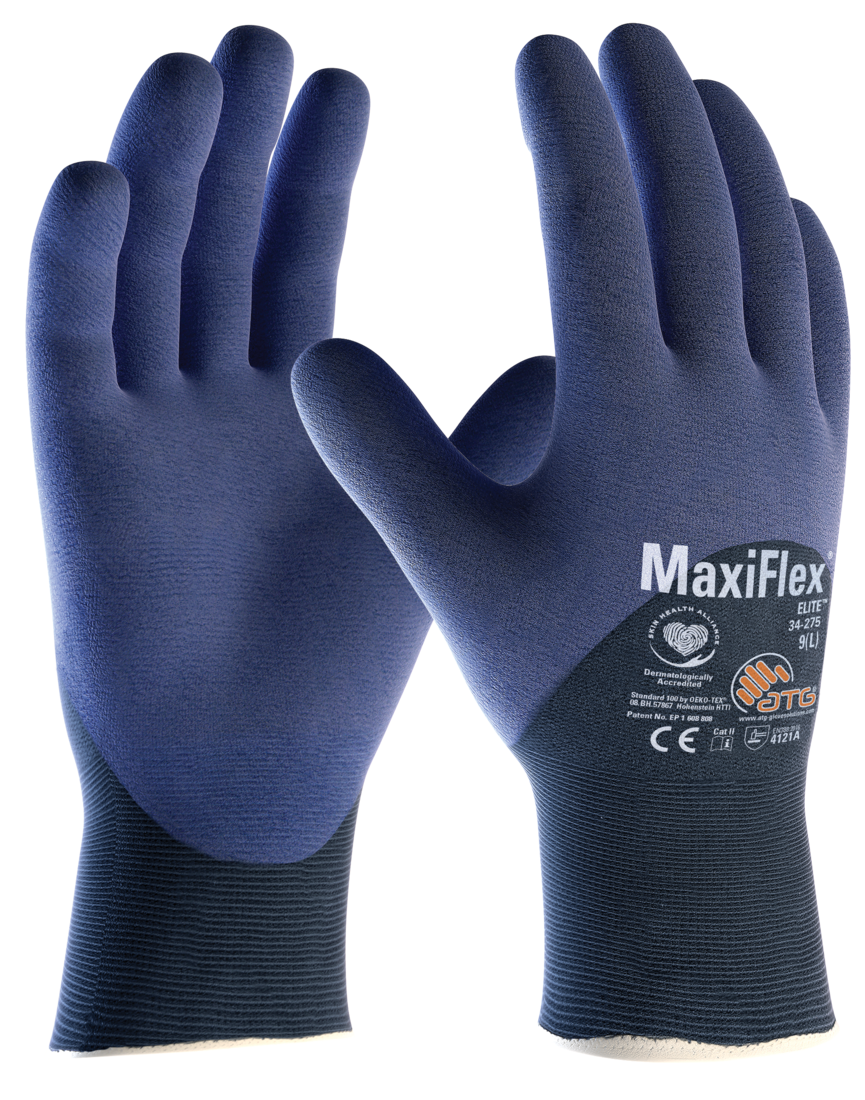 Защитные высокотехнологичные перчатки ATG Gloves MaxiFlex Elite р. 8/M Синий (34-275) - фото 1