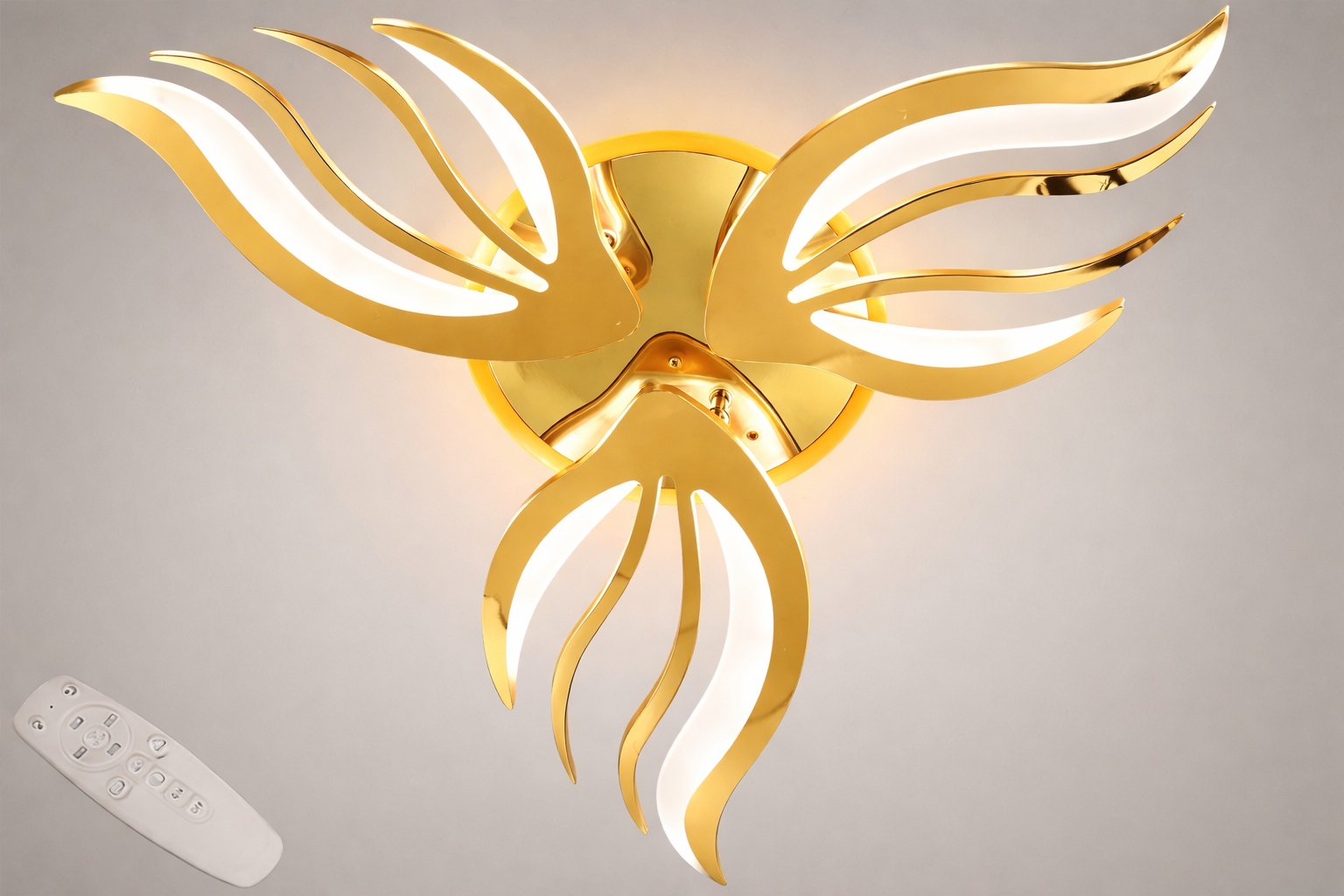 Люстра потолочная LED/пульт/димер/52Вт Золотой (2527/3G LED 3color dimmer)