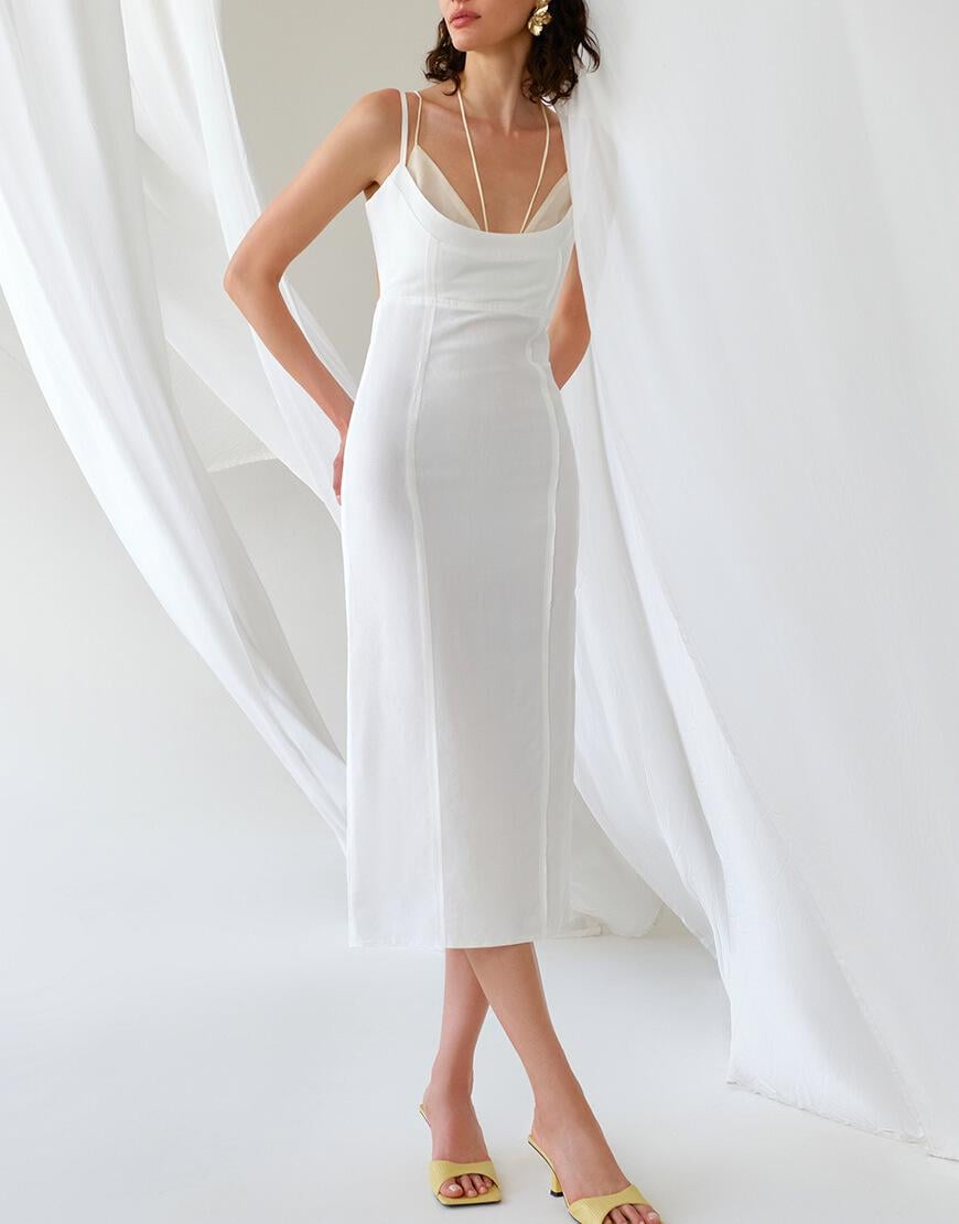 Лляна сукня OUN біла XXXXL