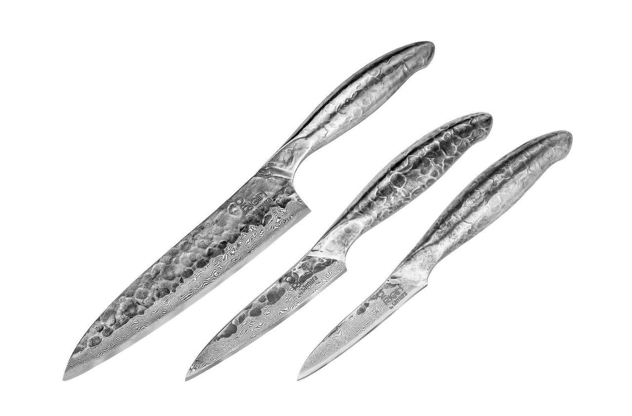 Набор ножей Samura 61 HRC AUS-10 для чистки овощей 97 мм/универсальный 127 мм/Шеф 212 мм 67-слойная нержавеющая сталь 3 шт. (2356709432)
